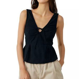 Free People Mika Cotton Tank Top, Black, Small